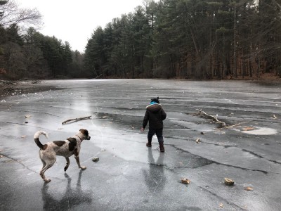 Elijah on the Old Res ice with Scout