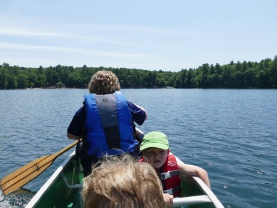 in the canoe on Walden Pond