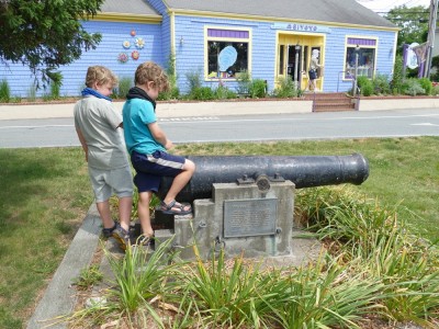 Zion and Elijah with the little cannon in Welfleet