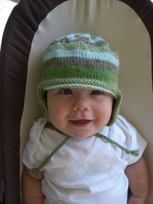 zion in helmet hat for baby shower